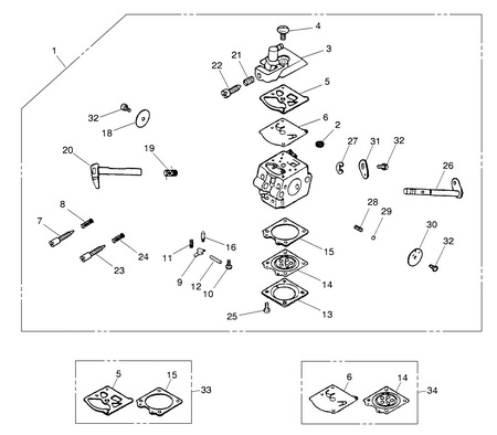 Деталировка на бензопилу (карбюратор) WATT WT-2245 (11.022.045.00)