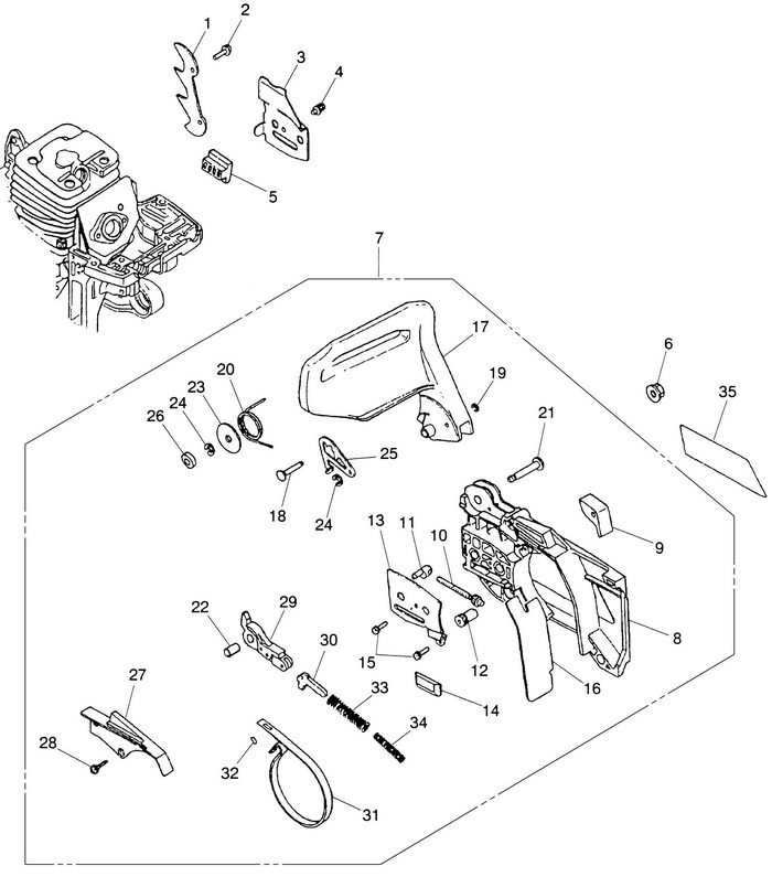 Деталировка на бензопилу (тормоз цепи) WATT WT-2245 (11.022.045.00)