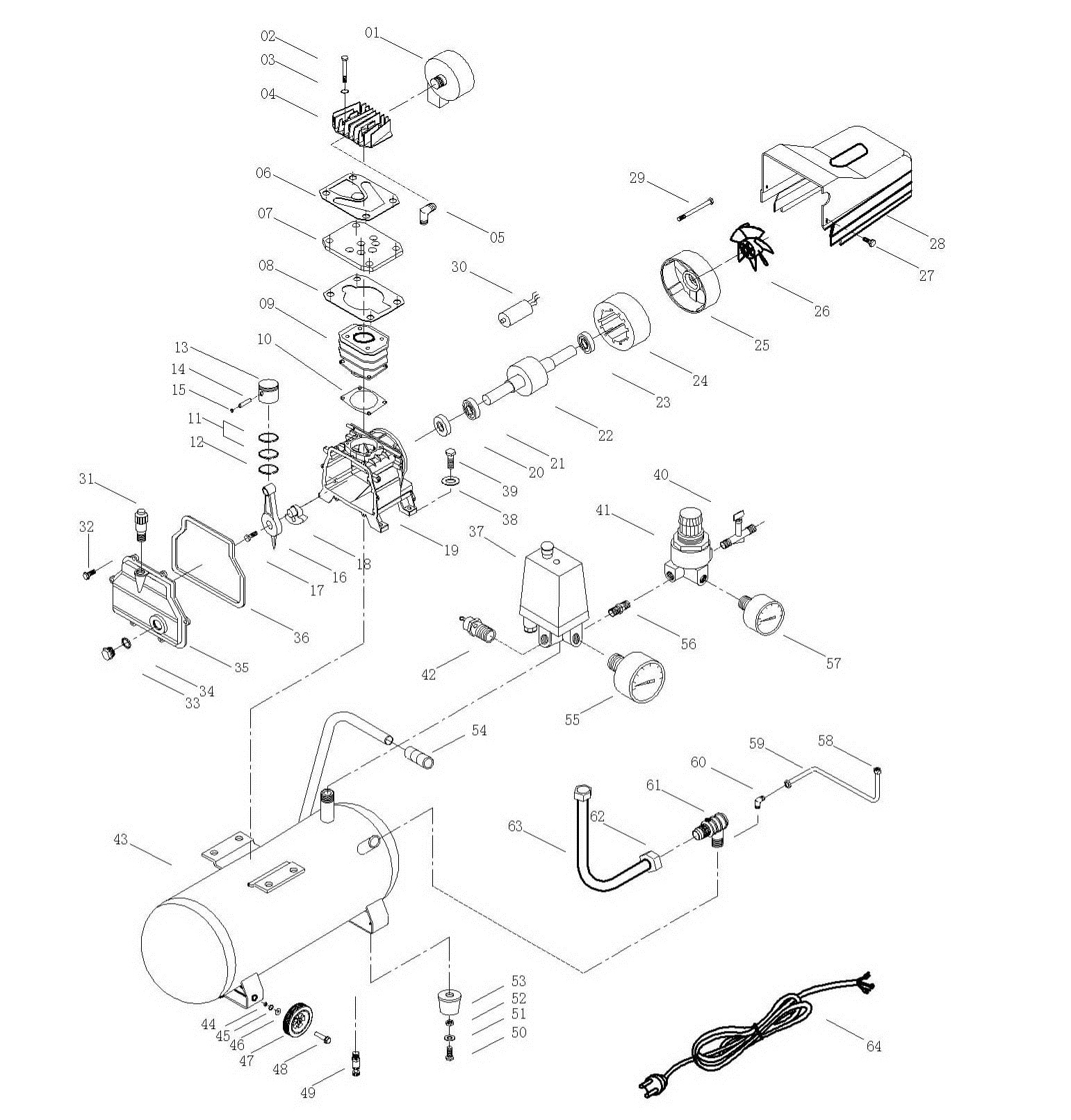 Деталировка на компрессор WATT WT-2124A (X10.214.240.00)