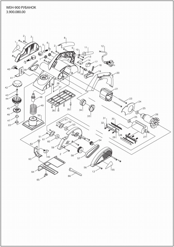 Деталировка на рубанок WATT WEH-900 (3.900.080.00) Деталировка на рубанок WATT WEH-900 (3.900.080.00)